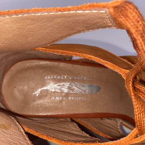 ✨🧡 Cinnamon Rust Burnt Orange Jeffrey Campbell x Free People Laced Heels 🧡✨ - Picture 11 of 16